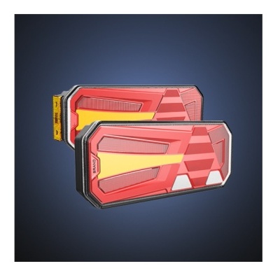 Painéis de luz traseira automotiva vermelhos e amarelos com bordas pretas