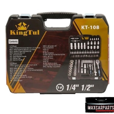 Estojo de ferramentas KingTul KT-108 preto e amarelo com várias peças