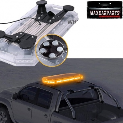 Painel de luz LED amarela para teto de veículo com ventosas pretas e base transparente