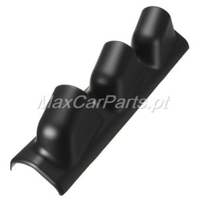 Suporte preto para três medidores automotivos em plástico mate