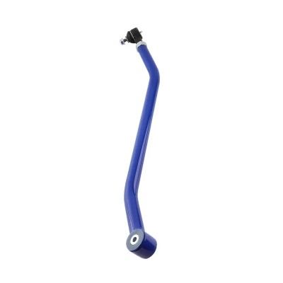 Braço de suspensão automóvel azul com articulação e encaixe circular