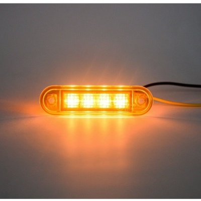 Luz LED rectangular âmbar com cabo preto e amarelo