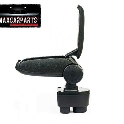 Apoio de braço preto para automóvel com tampa articulada