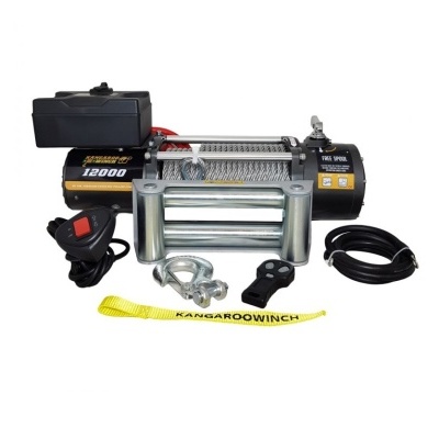 Guincho elétrico 12000 com acessórios e fita amarela KANGAROOWINCH