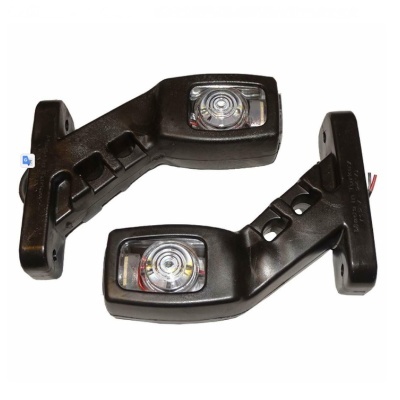 Par de lâmpadas LED pretas para veículos com lente quadrada