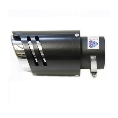 Escape de mota cromado com protetor preto e selo CHEMIAN