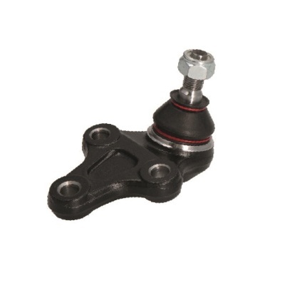 Articulação esférica automóvel preta com porca e anéis vermelhos