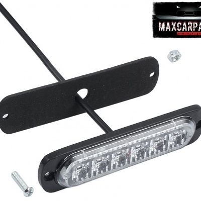 Luz LED retangular preta para automóvel com suporte e acessórios de fixação