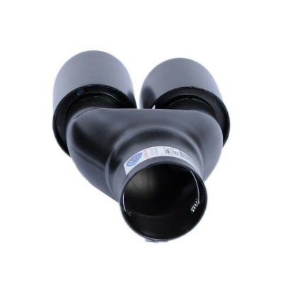 Conector em Y de PVC preto para tubagem com etiqueta adesiva