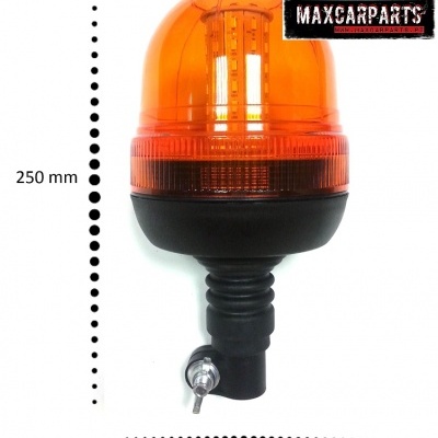 Sinalizador rotativo laranja para veículos com base preta e medições indicadas
