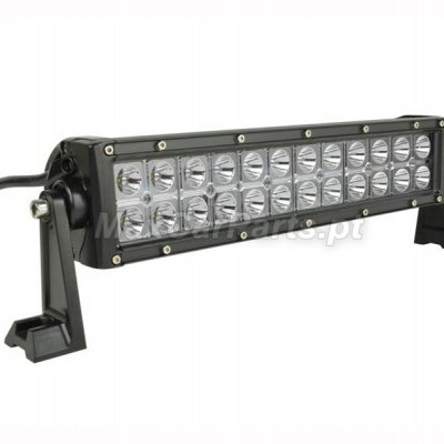 Barra de luz LED preta com 24 LEDs em 2 filas, suporte lateral e cabo preto