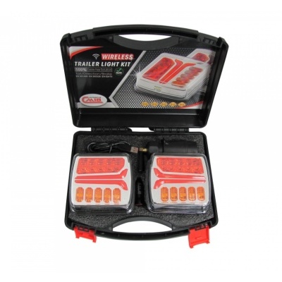 Kit de luzes traseiras sem fios para reboques com duas unidades LED em estojo preto