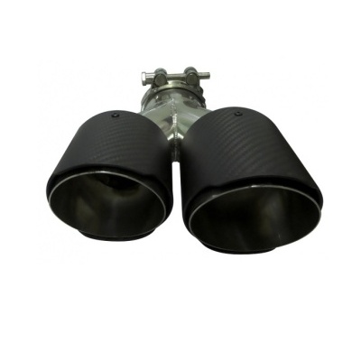 Extrator de escape automóvel com dupla ponteira preta e prateada