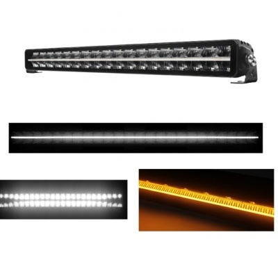 Barra de luz LED retangular preta com múltiplos LEDs