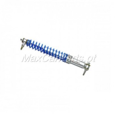 Amortecedor automóvel com mola azul e corpo metálico prateado