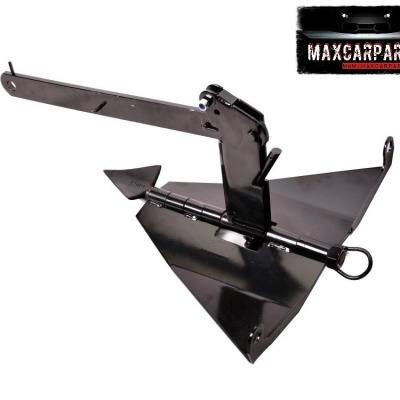 Âncora metálica preta com braço longo e argola para fixação