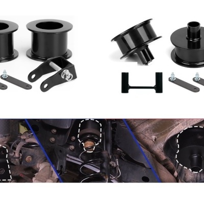 Conjunto de espaçadores de suspensão preta com suportes e parafusos para carro