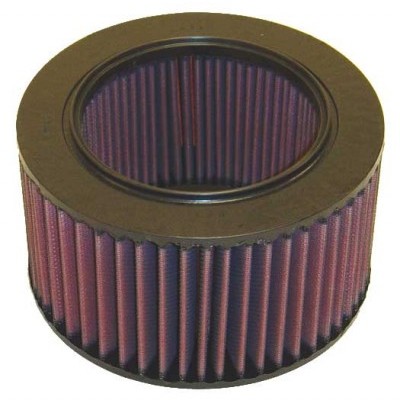 Filtro de ar cilíndrico púrpura com estrutura preta