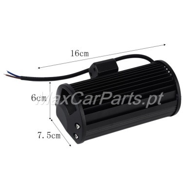 Luz LED retangular preta com cabo e dimensões indicadas