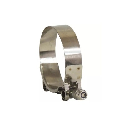 Abraçadeira metálica de aço inox prateada com parafuso de aperto
