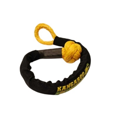 Corrente de segurança preta com cabo amarelo trançado e texto KANGAROO