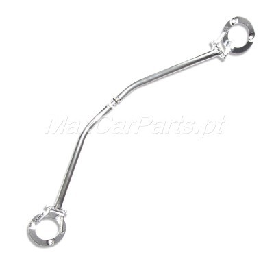 Barra estabilizadora metálica prateada para automóvel com extremidades circulares