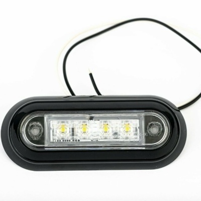 Luz LED oval preta com quatro LEDs e fio preto