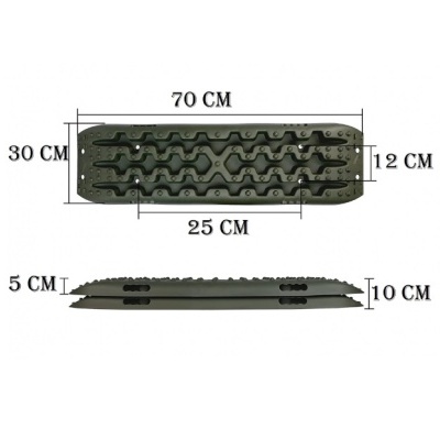 Prancha preta com textura ondulada e medidas em centímetros