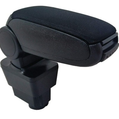 Apoio de braço para automóvel preto com superfície em tecido acolchoado