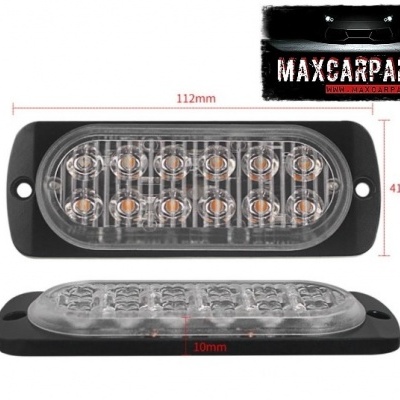 Luz automóvel retangular com 15 LEDs, base preta e texto MAXCARPARTS