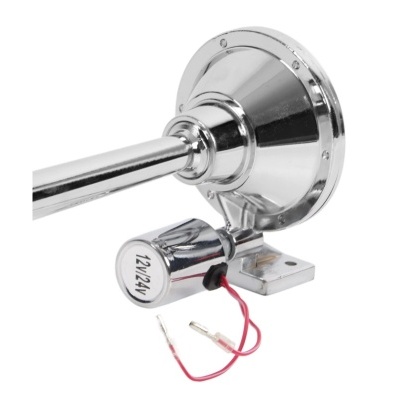 Sirene metálica cromada para alarme com eletroímã e fios vermelhos