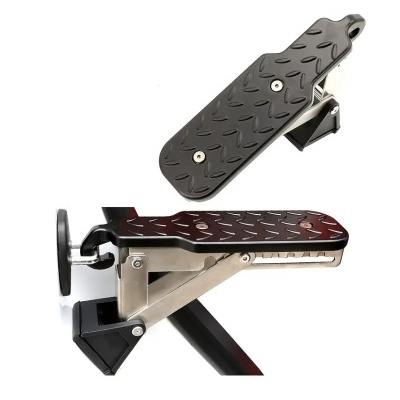 Suporte ajustável para pé em metal e plástico preto com superfície antiderrapante