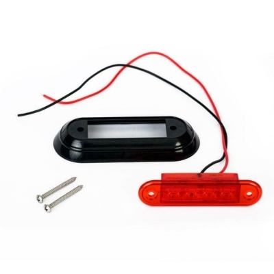 Luz LED vermelha com cabo e suporte negro com parafusos