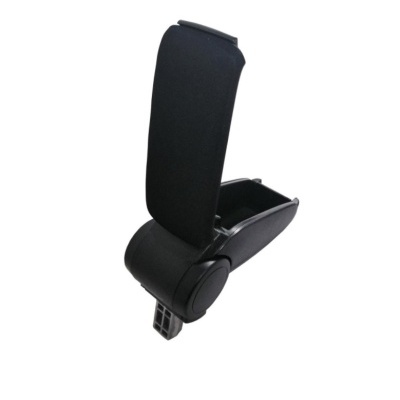 Bandeja de apoio de braço para carro em plástico preto com tampo almofadado aberto