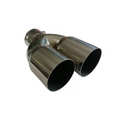 Ponteiras de escape duplas em aço inoxidável prateadas