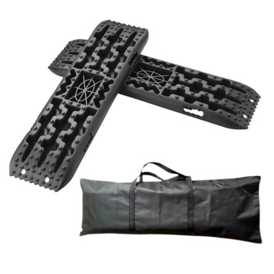 Tapetes de recuperação off-road pretos com bolsa de transporte preta