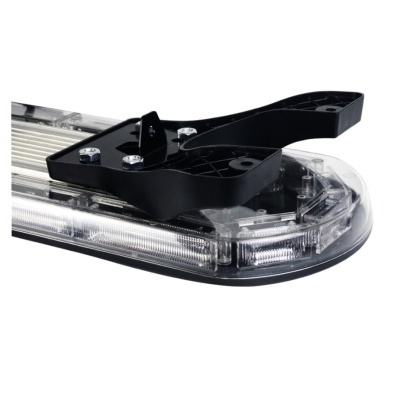 Dispositivo transparente com suporte preto e parafusos