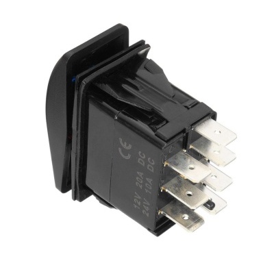 Interruptor elétrico quadrado preto com contactos metálicos