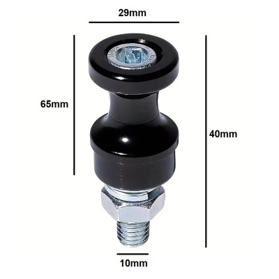 Parafuso de fixação preto com dimensões em milímetros