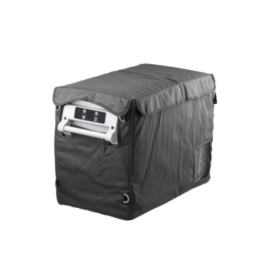 Eletrodoméstico portátil preto com painel digital e alça frontal branca