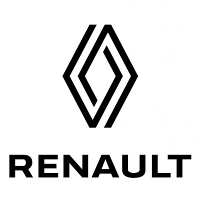 Logótipo preto da Renault em fundo branco com símbolo geométrico e texto