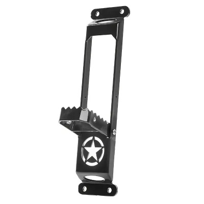 Suporte metálico preto com recorte estrela e superfície dentada