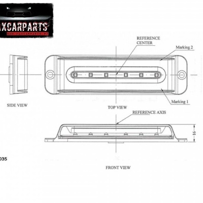 Diagrama técnico de peça automóvel com medidas e marcações