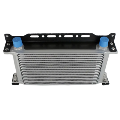 Intercooler automóvel metálico com tampas azuis