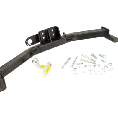 Gancho de reboque metálico preto com bola cromada e acessórios