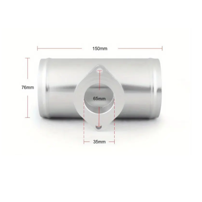Conector metálico prateado com medidas em milímetros indicadas