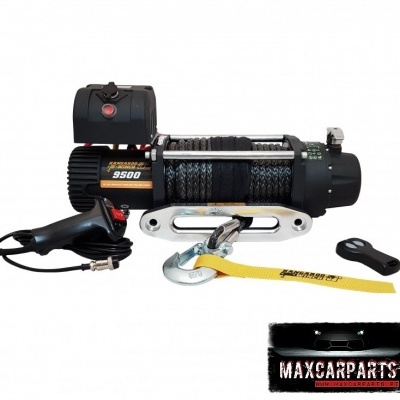 Guincho elétrico com cabo de aço, gancho e controlador, logotipo MAXCARPARTS