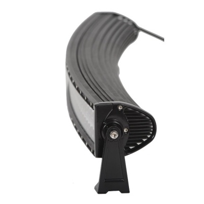 Barra de luz LED curva preta com suporte de fixação e cabo