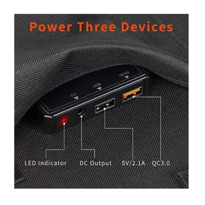 Painel com indicadores e portas USB em tecido cinzento escuro