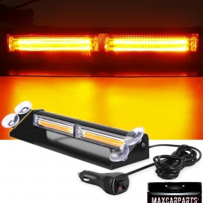 Luz de aviso automóvel LED retangular com duas barras amarelas e suporte preto